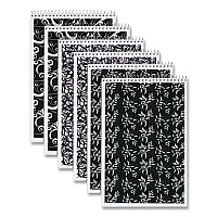 TOPS Fashion Steno Pad, Gregg Rule, Assorted Abstract Floral Headband Designs, (80) White 6 x 9 Sheets, 6/Pack (80230)