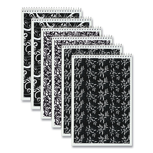 TOPS Fashion Steno Pad, Gregg Rule, Assorted Abstract Floral Headband Designs, (80) White 6 x 9 Sheets, 6/Pack (80230)