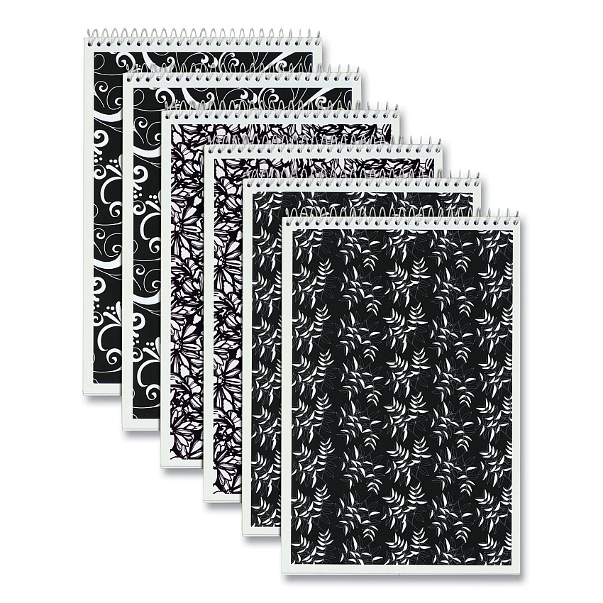 TOPS Fashion Steno Pad, Gregg Rule, Assorted Abstract Floral Headband Designs, (80) White 6 x 9 Sheets, 6/Pack (80230)