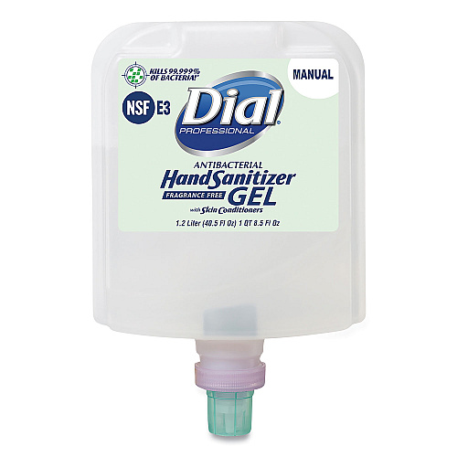 Antibacterial Gel Hand Sanitizer Refill for Dial 1700 Dispenser, 1.2 L Refill, Fragrance-Free, 3/Carton (19711)