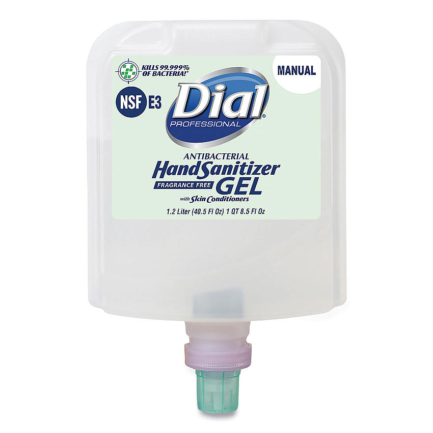 Antibacterial Gel Hand Sanitizer Refill for Dial 1700 Dispenser, 1.2 L Refill, Fragrance-Free, 3/Carton (19711)