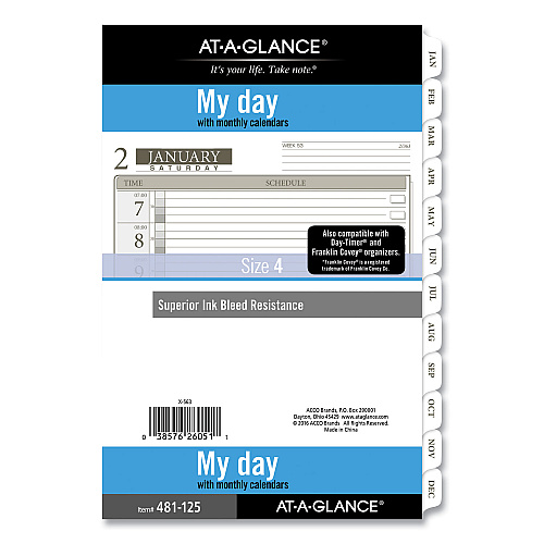 AT-A-GLANCE 1-Page-Per-Day Planner Refills, 8.5 x 5.5, White Sheets, 12-Month (Jan to Dec): 2026 (48112521)