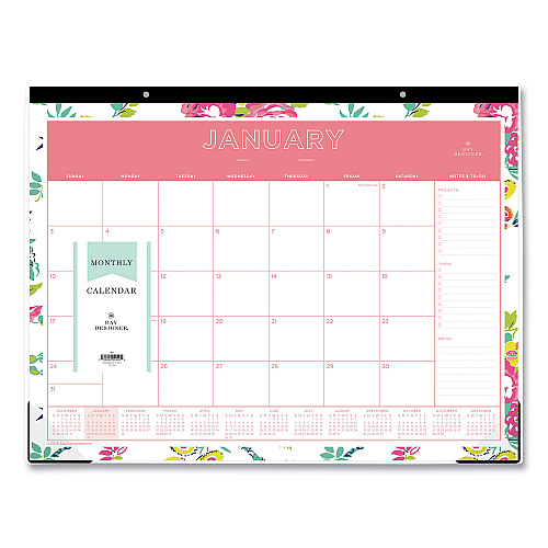 Blue Sky Day Designer Peyton Desk Pad Calendar, Floral Artwork, 22 x 17, Black Binding, Clear Corners, 12-Month (Jan to Dec): 2026 (103631)