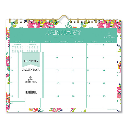 Blue Sky Day Designer Peyton Wall Calendar, Floral Artwork, 11 x 8.75, White/Multicolor Sheets, 12-Month (Jan to Dec): 2026 (103629)
