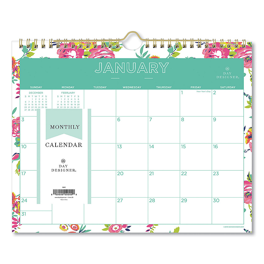 Blue Sky Day Designer Peyton Wall Calendar, Floral Artwork, 11 x 8.75, White/Multicolor Sheets, 12-Month (Jan to Dec): 2026 (103629)