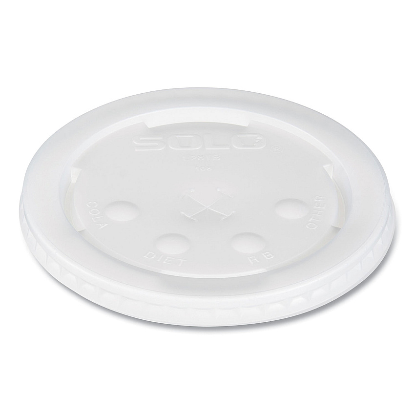SOLO Polystyrene Plastic Flat Straw-Slot Cold Cup Lids, Fits 28 oz Cups, Translucent, 960/Carton (L28BNR)