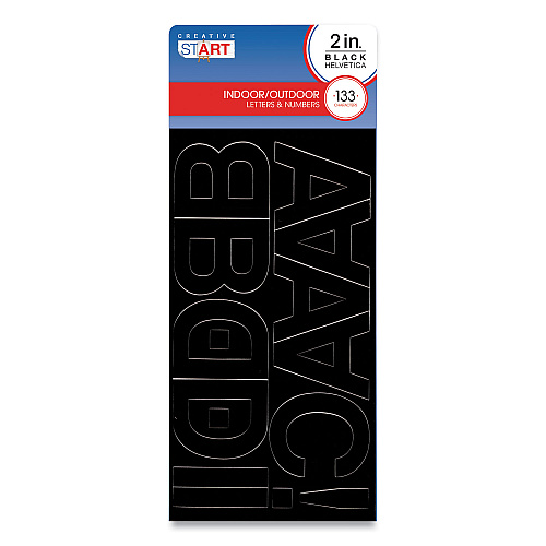 COSCO Peel-and-Stick Indoor/Outdoor Letters, Numbers and Symbols, 2" Tall, Black Characters, 133 Pieces (098139)