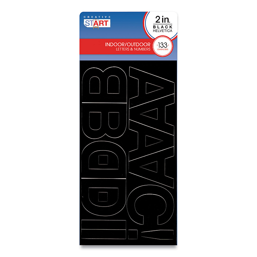 COSCO Peel-and-Stick Indoor/Outdoor Letters, Numbers and Symbols, 2" Tall, Black Characters, 133 Pieces (098139)