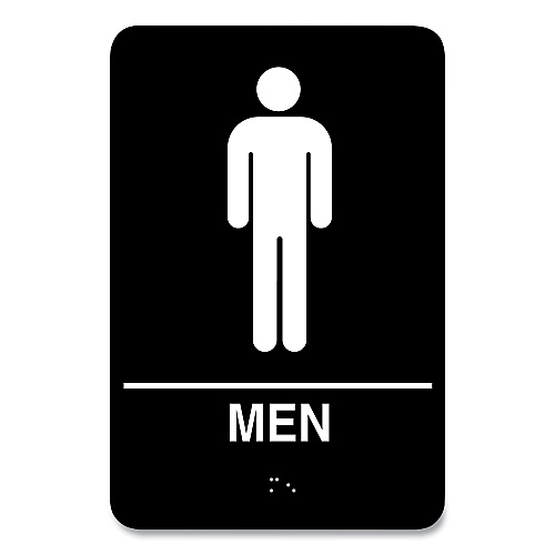 COSCO Indoor Restroom Door Sign, Men/Women, 5.9 x 9, Black/White, 2/Pack (098095)