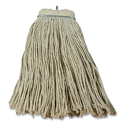 Impact Layflat Regular Screw-Type Mop Head, Cotton, 20 oz, 1" Headband, White (12120EA)