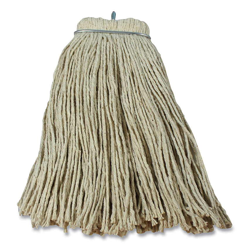 Impact Layflat Regular Screw-Type Mop Head, Cotton, 20 oz, 1" Headband, White (12120EA)