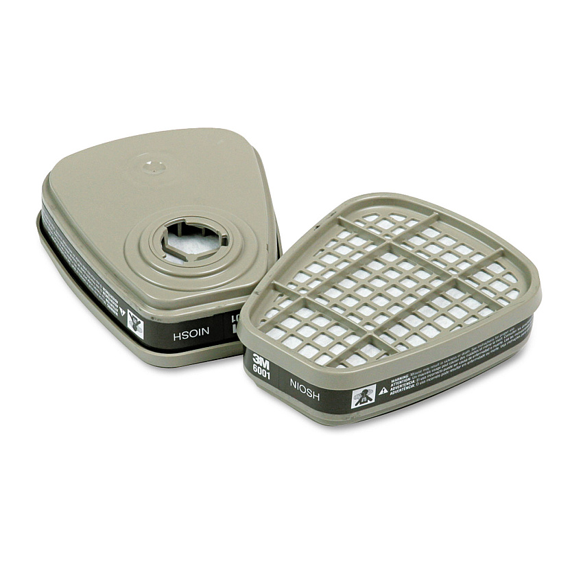 3M 6001 Respirator Cartridge for Certain Organic Vapors, 2/Pack
