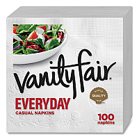 Vanity Fair Everyday Casual Napkins, 2-Ply, White, 100/Pack (35501)