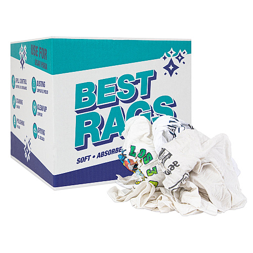 R2-w50 T-shirt Reclaimed Rags White - 10lb Box (R2-W50-10)