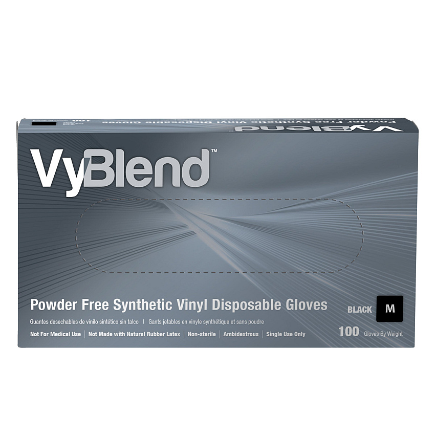 Vyblend Synthetic Vinyl Powder Free 4.5 Mil Gloves Black Med, Case Of 1000 (GL-VN104BKFM)