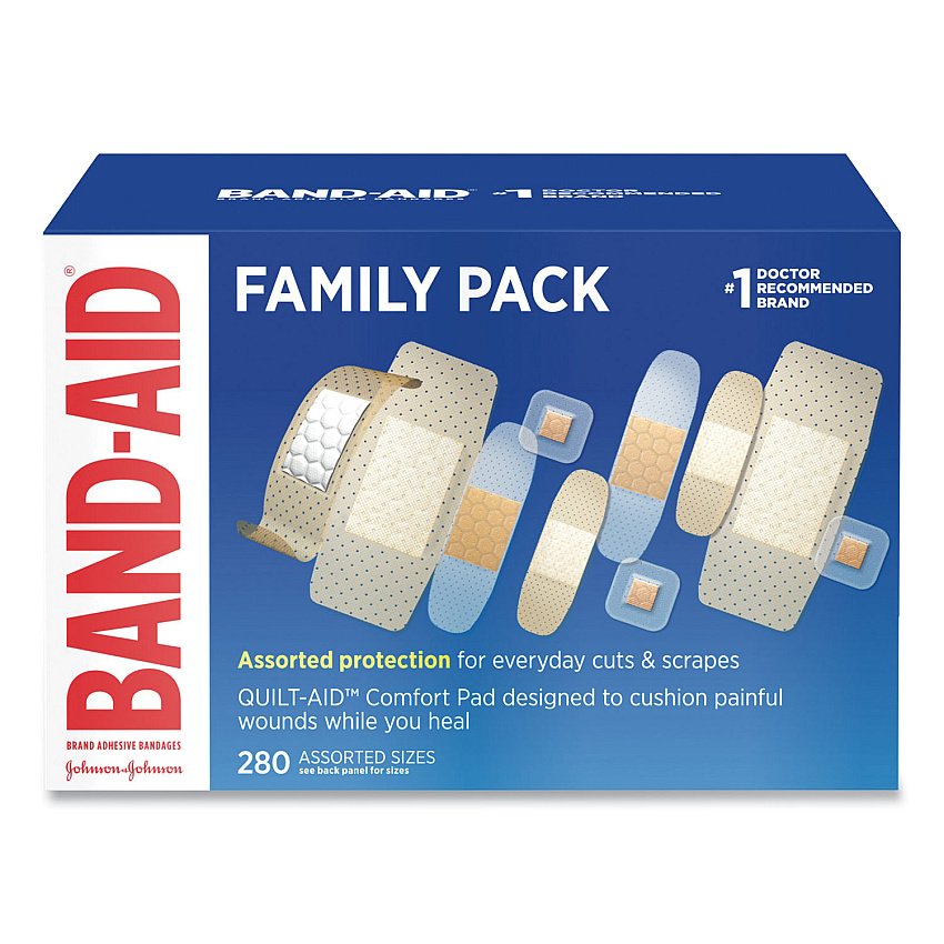 BAND-AID Sheer/Wet Adhesive Bandages, Assorted Sizes, 280/Box (4711)
