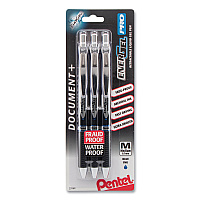 Pentel EnerGel PRO Hybrid Gel Pen, Retractable, Medium 0.7 mm, Blue Ink, Black Barrel, 3/Pack (BLP77BP3C)