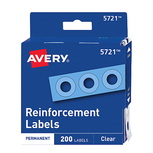 Avery Dispenser Pack Hole Reinforcements, 0.25" Dia, Clear, 200/Pack, (5721) (05721)