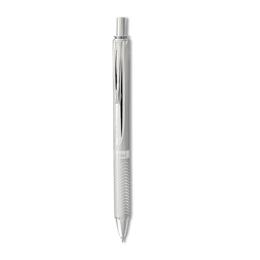 Pentel EnerGel Alloy RT Gel Pen, Retractable, Medium 0.7 mm, Black Ink, Chrome Barrel (BL407A)