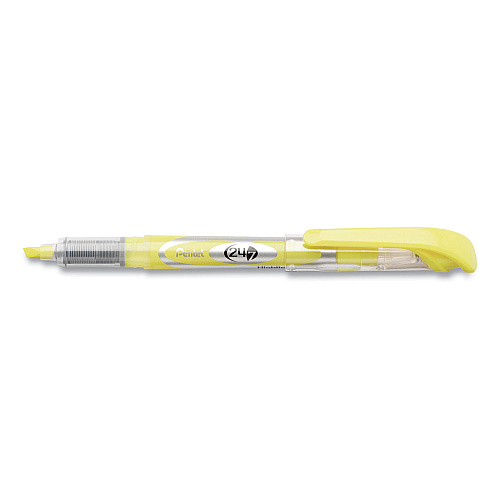 Pentel 24/7 Highlighters, Bright Yellow Ink, Chisel Tip, Bright Yellow/Silver/Clear Barrel, Dozen Chisel Marker Point - Yellow Ink - 1 Dozen (SL12G)