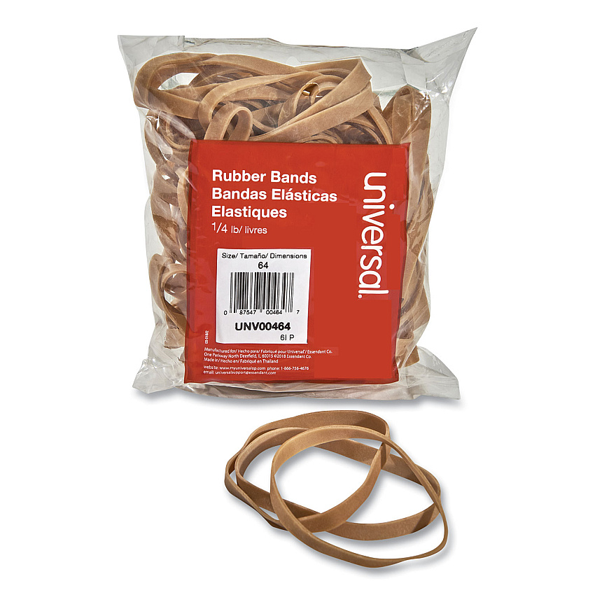Universal Rubber Bands, Size 64, 0.04" Gauge, Beige, 4 oz Box, 80/Pack (UNV00464)