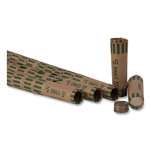 PAP-R Products Preformed Tubular Coin Wrappers, Dimes, $5, 1000 Wrappers/Box (20010)