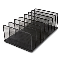 TRU RED Wire Mesh Vertical Document Sorter, 7 Sections, Letter-Size, 8.54 x 15.43 x 8.77, Matte Black (24402456)
