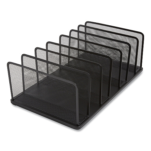 TRU RED Wire Mesh Vertical Document Sorter, 7 Sections, Letter-Size, 8.54 x 15.43 x 8.77, Matte Black (24402456)
