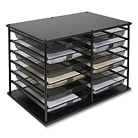 TRU RED Front-Load Enclosed Wire Mesh Horizontal Document Organizer, 12 Sections, Legal-Size, 24.65 x 15.59 x 16.3, Matte Black (24402466)