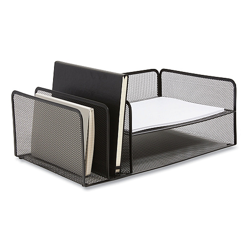 TRU RED Wire Mesh Combination Organizer, Vertical/Horizontal, 4 Sections, Letter-Size, 11.2 x 17.4 x 6.54, Matte Black (24402476)