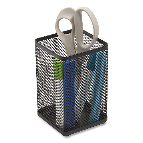 TRU RED Wire Mesh Jumbo Pencil Holder, 4.33 x 4.33 x 6.69, Black (24402485)
