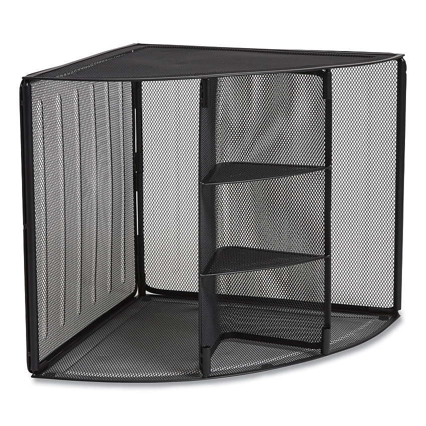 TRU RED Wire Mesh Corner Organizer, Four Sections, 5.28 x 14.17 x 19.37, Black (24404806)