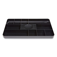 TRU RED Shallow Plastic Drawer Organizer, 13 Compartments, 9.11 x 14.11 x 1.24, Black (24380811)