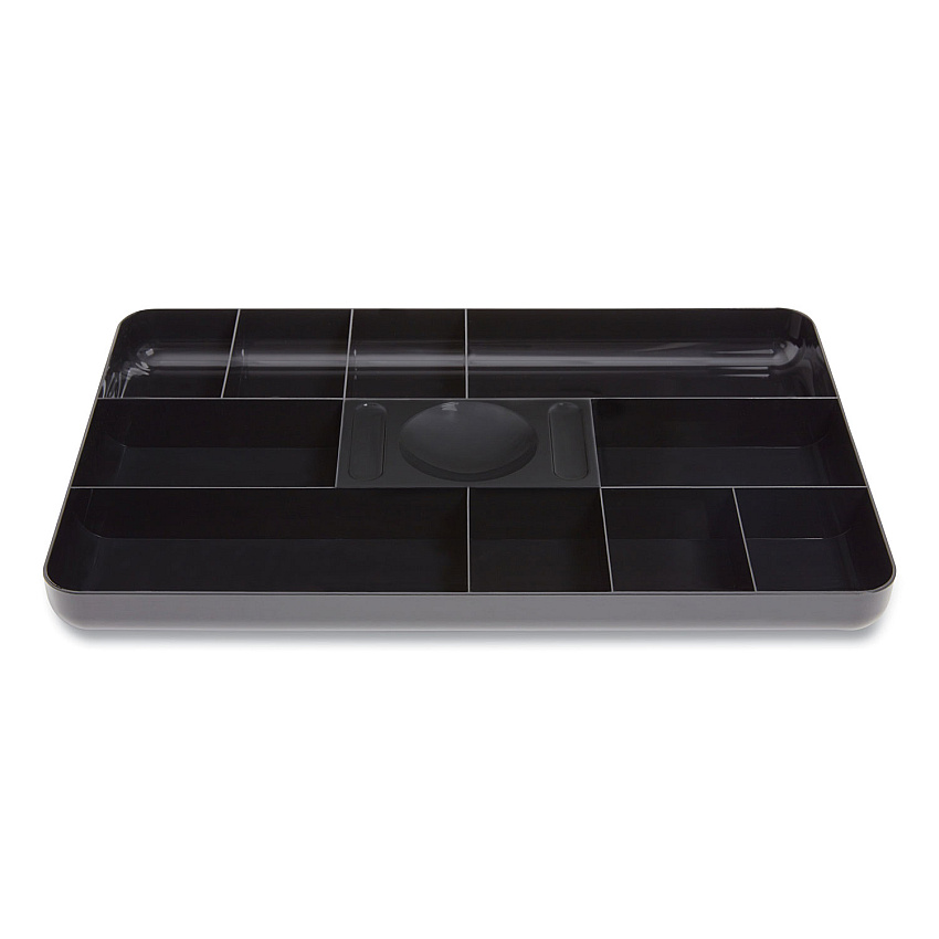 TRU RED Shallow Plastic Drawer Organizer, 13 Compartments, 9.11 x 14.11 x 1.24, Black (24380811)