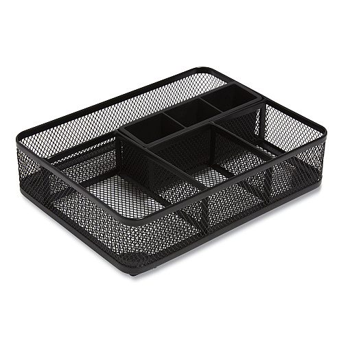 TRU RED Mesh Drawer Organizer, Seven Compartment, 9.76 x 7.48 x 2.68, Black (24402495)