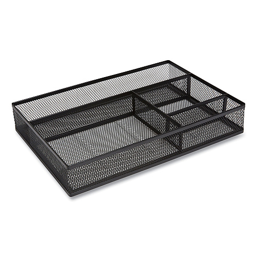 TRU RED Mesh Drawer Organizer, Four Compartment, 13.58 x 9.45 x 2.2, Black (24402479)