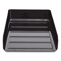 TRU RED Front-Load Stackable Plastic Document Tray, 1 Section, Letter-Size, 9.81 x 12.56 x 3.01, Black, 2/Pack (24380796)