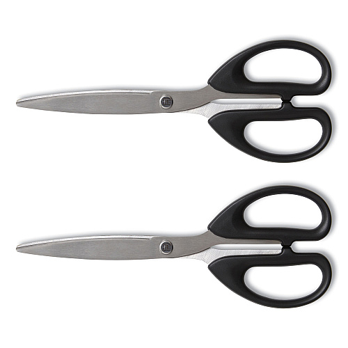 TRU RED Ambidextrous Stainless Steel Scissors, 8" Long, 3.86" Cut Length, Straight Symmetrical Black Handle, 2/Pack (24380517)