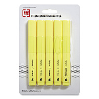 TRU RED Tank Style Chisel Tip Highlighter, Yellow Ink, Chisel Tip, Yellow Barrel, 5/Pack (24376623)