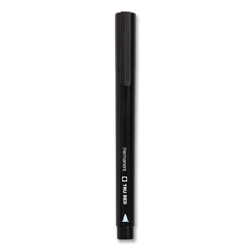 TRU RED Permanent Marker, Tank-Style, Medium Chisel Tip, Black, Dozen (24376654)