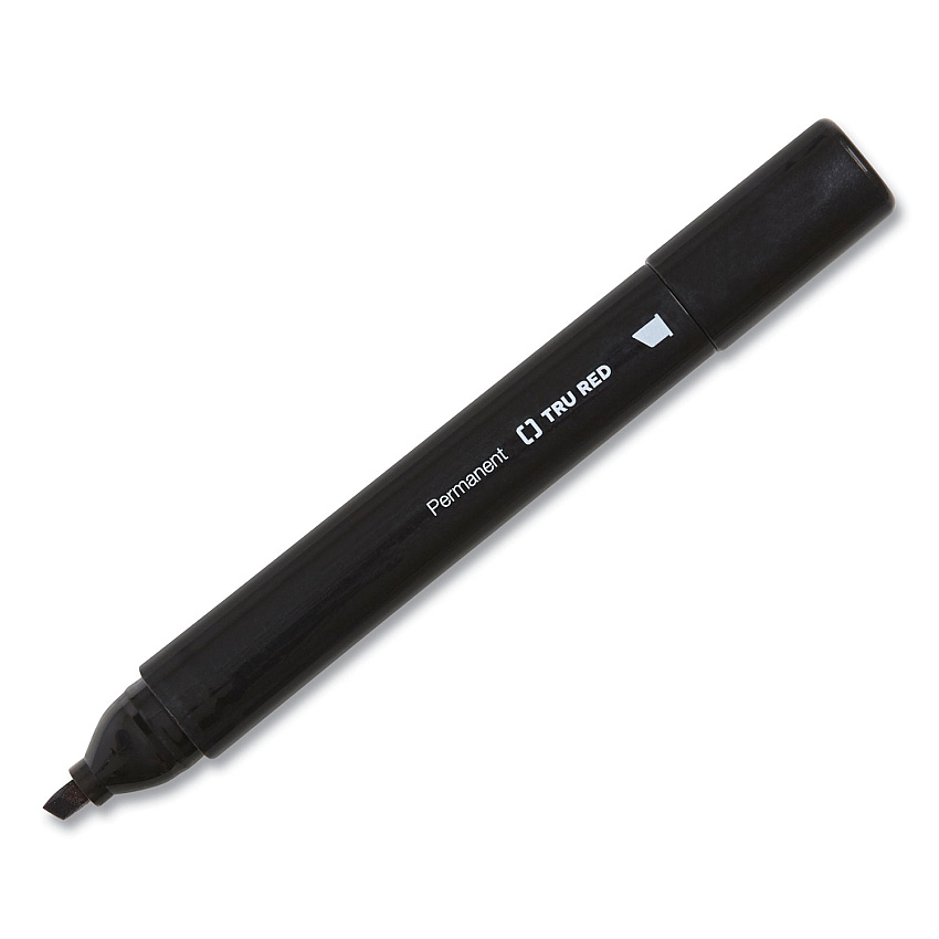 TRU RED Permanent Marker, Tank-Style, Medium Chisel Tip, Black, 36/Pack (24376642)