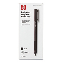 TRU RED Gripped Ballpoint Pen, Stick, Medium 1 mm, Black Ink, Black Barrel, Dozen (24328148)