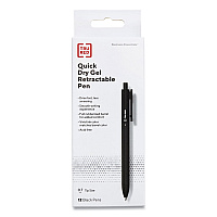 TRU RED Quick Dry Gel Pen, Retractable, Medium 0.7 mm, Black Ink, Black Barrel, Dozen (24377026)
