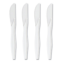 Perk Mediumweight Plastic Cutlery, Knife, White, 1,000/Pack (24390988)
