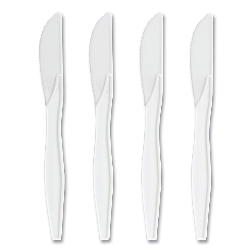 Perk Mediumweight Plastic Cutlery, Knife, White, 1,000/Pack (24390988)