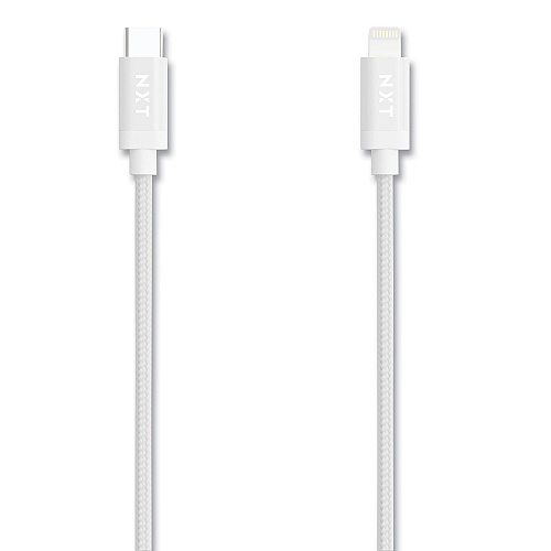 NXT Technologies Braided Apple Lightning Cable to USB-C Cable, 6 ft, White (24411020)