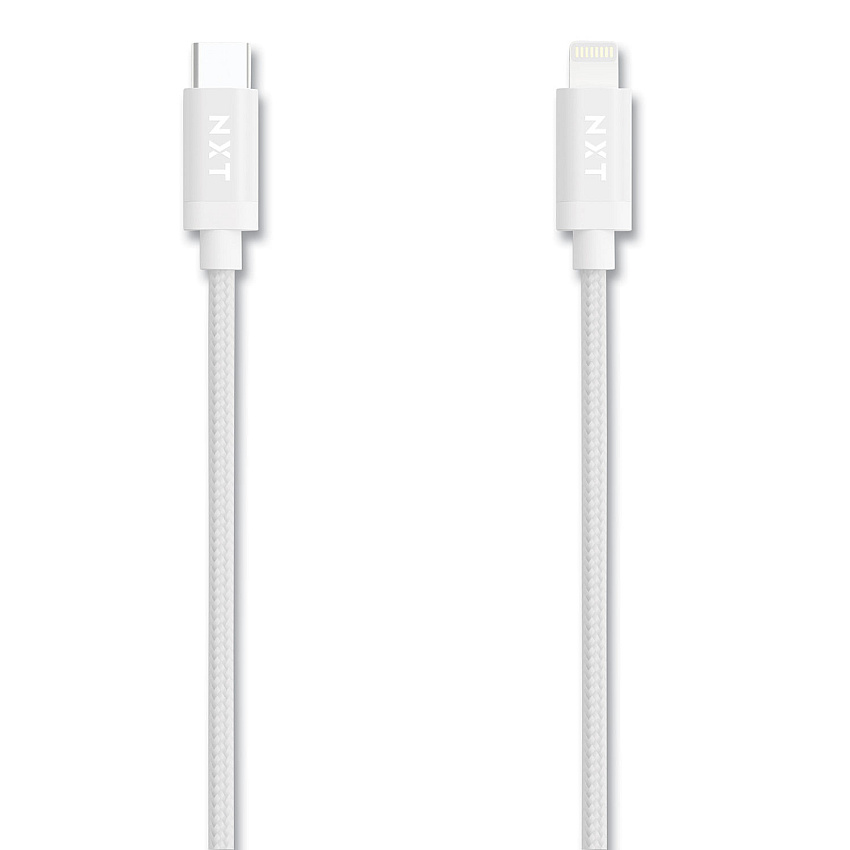 NXT Technologies Braided Apple Lightning Cable to USB-C Cable, 6 ft, White (24411020)
