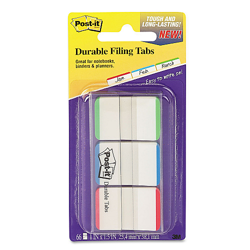 Post-it 1" Lined Tabs, 1/5-Cut, Lined, Assorted Colors, 1" Wide, 66/Pack (686LGBR)