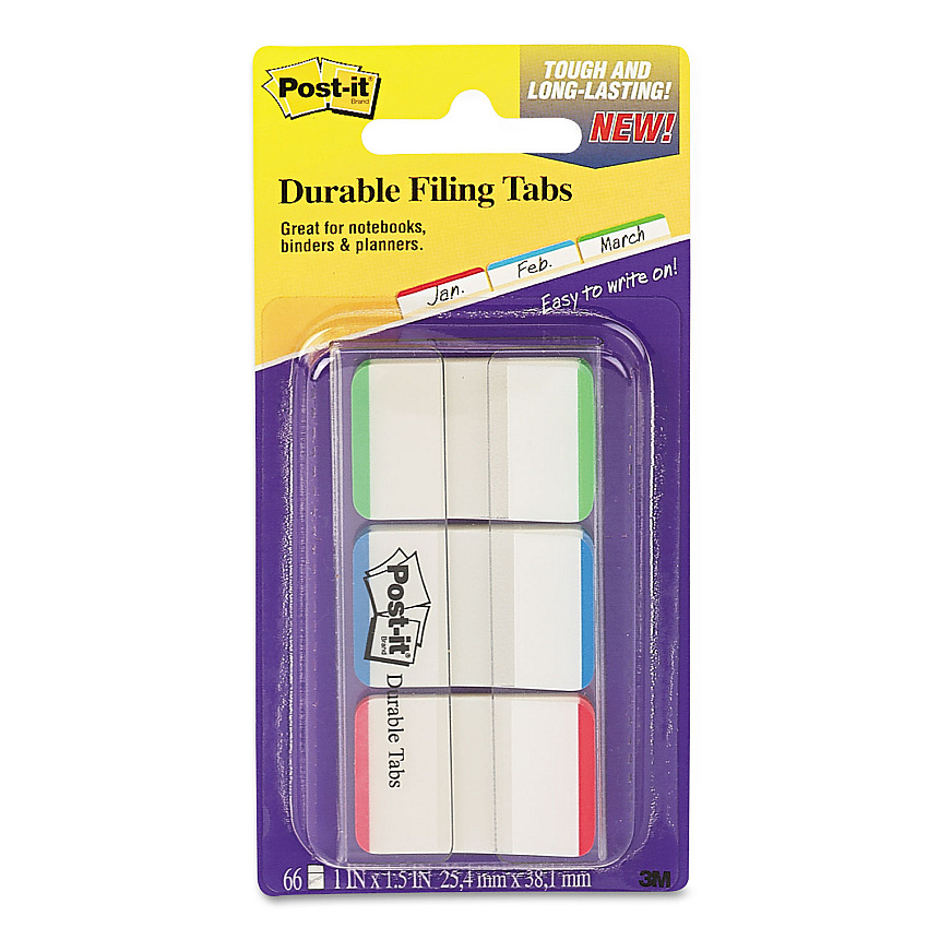 Post-it 1" Lined Tabs, 1/5-Cut, Lined, Assorted Colors, 1" Wide, 66/Pack (686LGBR)