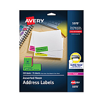 Avery High-Visibility Permanent Laser ID Labels, 1 x 2.63, Asst. Neon, 450/Pack (5979)